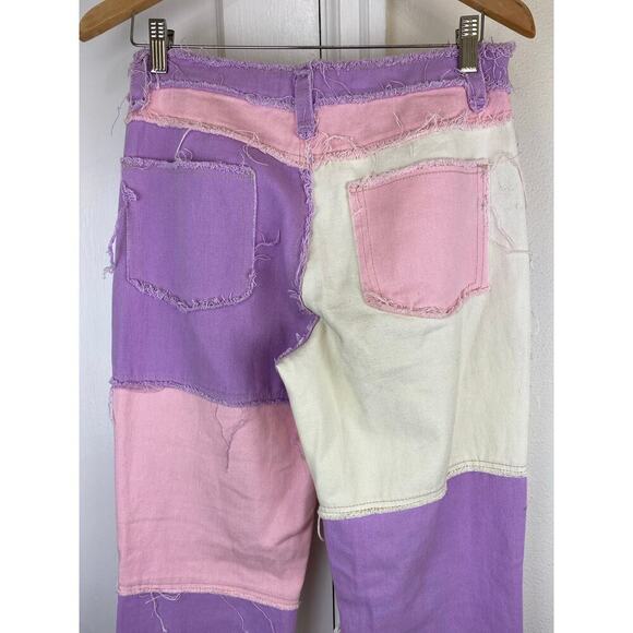 Jaded London Women's 28 Patchwork Raw Hem Boyfriend Fit Jeans - Picture 5 of 10